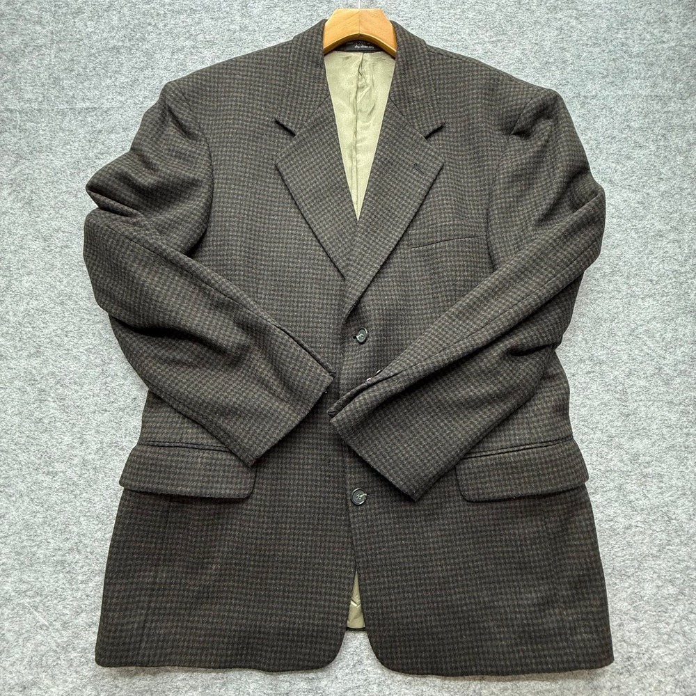 Gianfranco Ruffini Sport Coat Men 41R (L) Houndstooth Cashmere Blend Brown